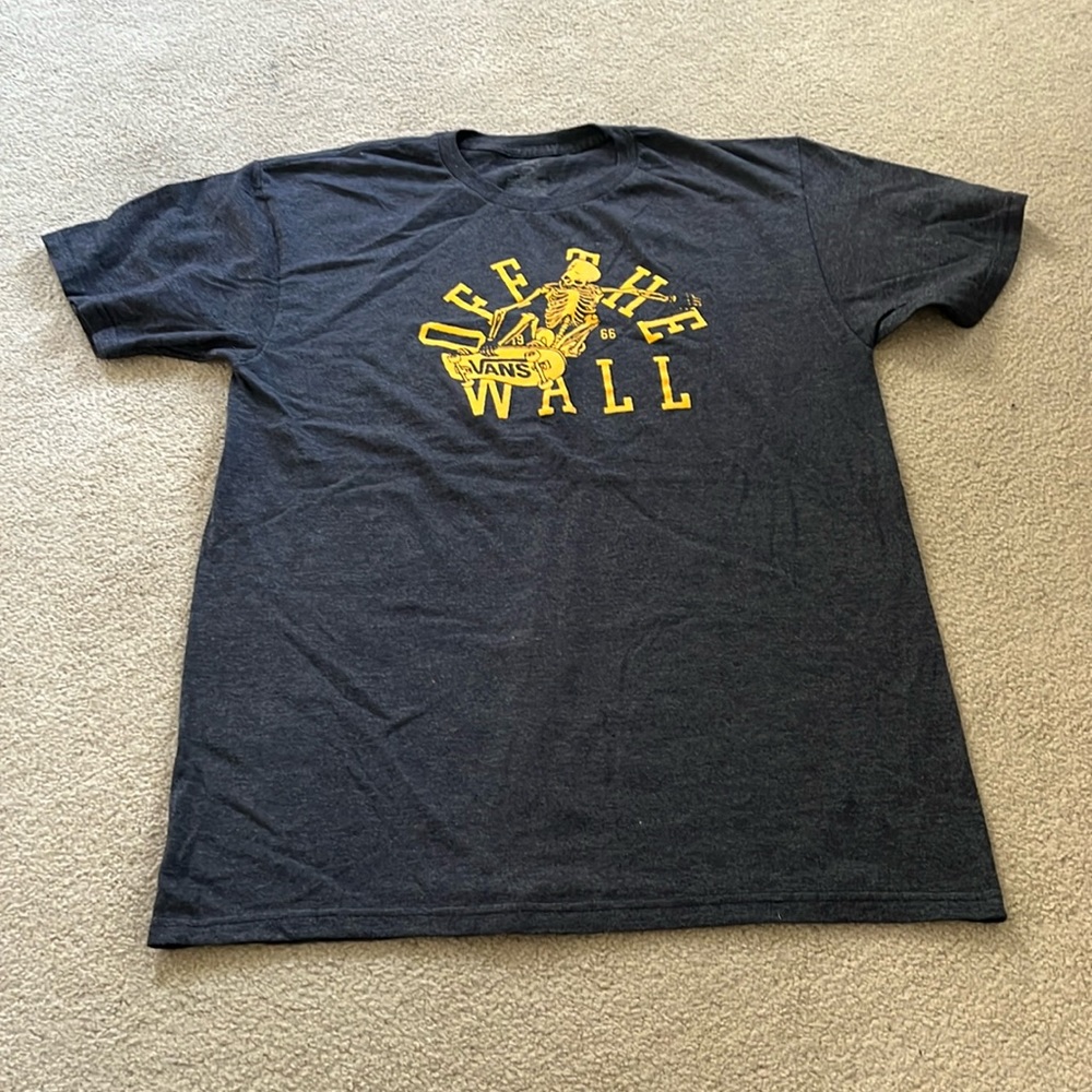 Vans Men's Black T-Shirt with Yellow Graphic